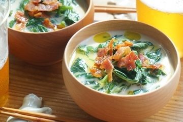 モロヘイヤ 出汁豆乳 冷たいスープ おつまみレシピ ビール